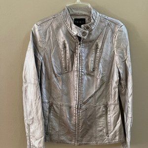 Women's Tribal Brand Black Silver Jacket with Leopard Print Lining Size 6